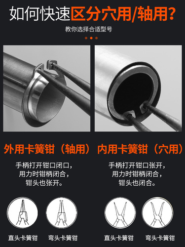 Spring Pliers, Wholesale, Dual-Purpose, Large, Spring Pliers, E-Type, Spring Clip Pliers, Inner Bending Retainer Pliers, Ring Pliers