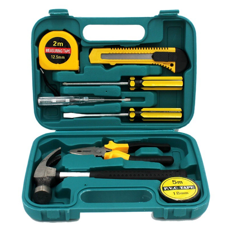 SNJUE 9-компонентный ящик для инструментов для домашнего оборудования молоток практичный Подарочный инструмент костюм комбинированный инструмент 8009B