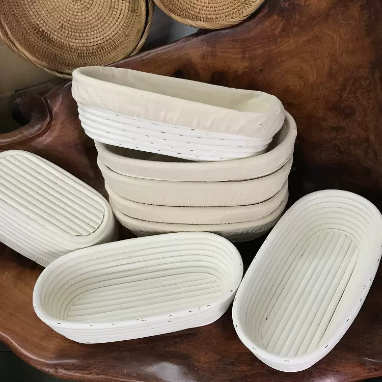 面包发酵篮烘焙工具厨格圆形发酵藤篮面包发酵模椭圆形藤篮带布套