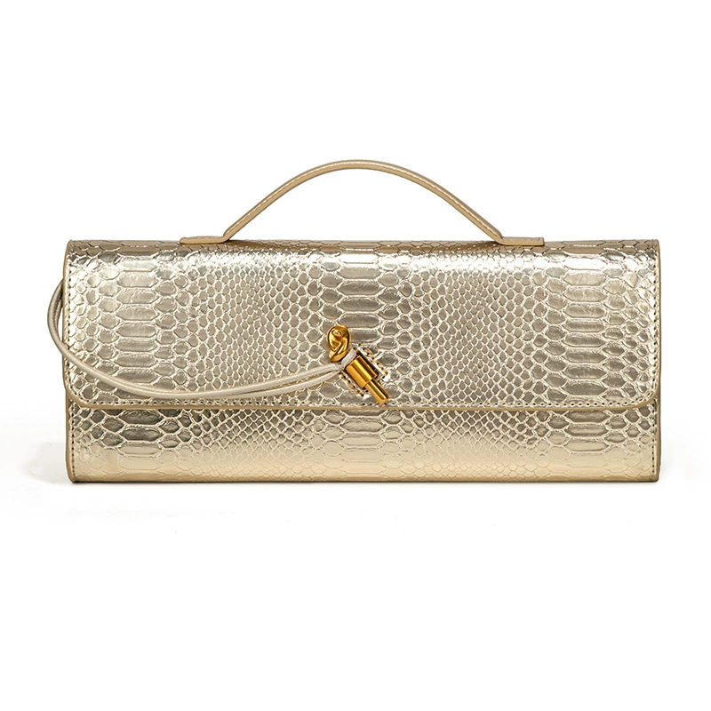 Amazon Best-Seller Snakeskin Hand-Woven Bag, Fashionable Luxury Niche Evening Baguette Shoulder Bag For Women - Thumbnail 8