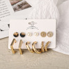 Fashion gold hoop earrings ladies pearl punk earrngs set