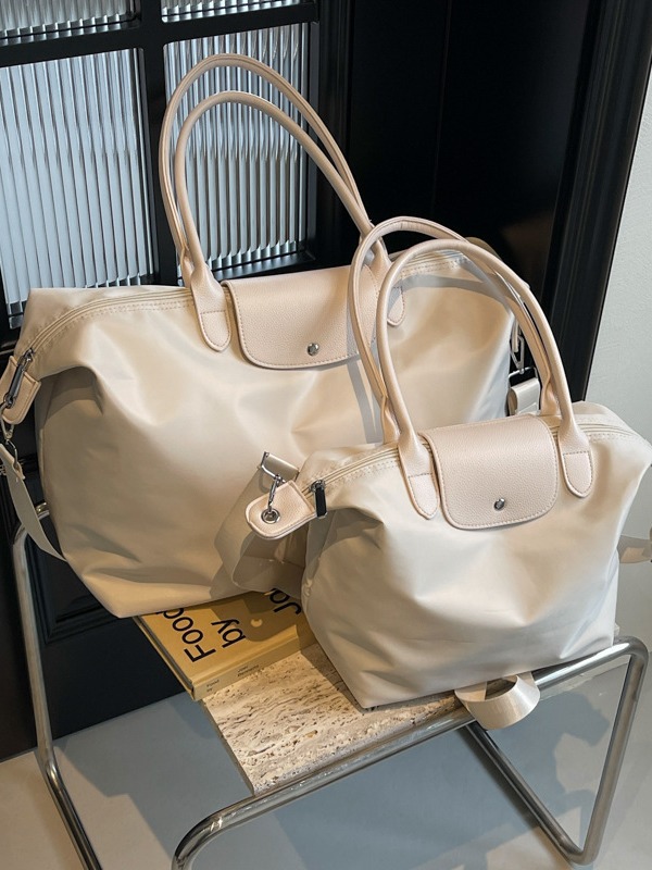 Bolsa de viaje de corta distancia para comercio exterior, bandolera clásica de color liso de alta calidad, bolsa de equipaje grande y pequeña, blanca.