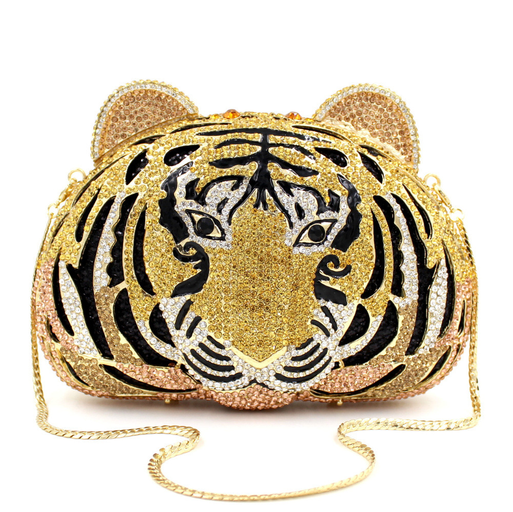 Selección estricta tigre bolsa de cristal tigre diamante bolsa de cena fiesta hueco diamante bolsa de mano de mujer
