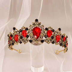 Colorful Water Gemstone Bride Noble Grand Crown Alloy Water Diamond Wedding Hairpin Formal Updo Crown Hair Accessory