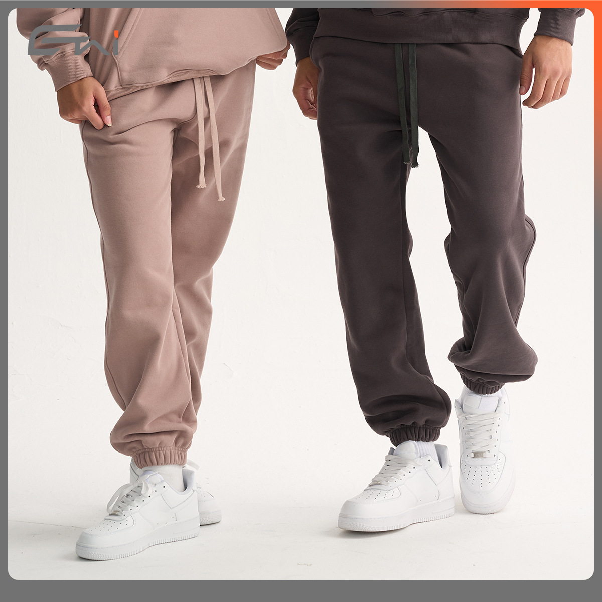 ETAI hombre 380G otoño y invierno con sudadera encapuchada simple color sólido tipo suelto hombre y mujer juego de dos piezas casuales