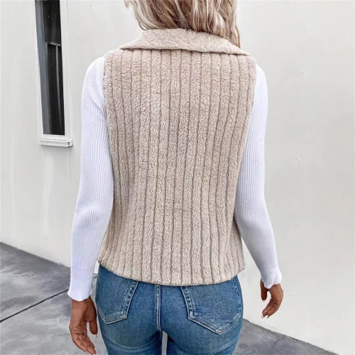 2025 European and American Autumn/Winter Women's Fashion Casual Simple Sleeveless Versatile Women's Backless Jacket