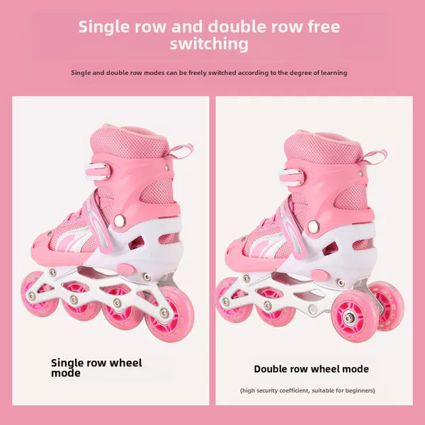 double row adjustable flash roller skates for boys and girls full roller skates for beginners