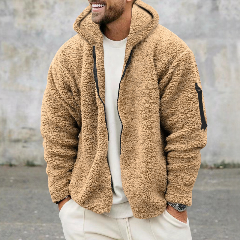 Men's Hooded Jacket Double Sided Arctic Velvet Warm Autumn Winter_voghion.com