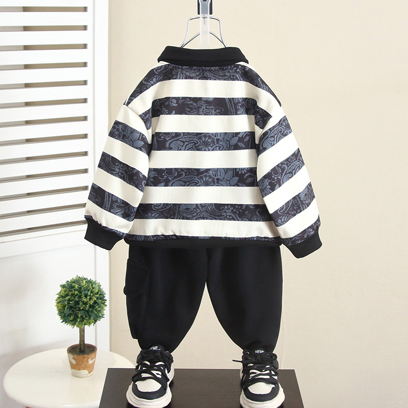 6148 Little Yellow Duck Boy Traje Otoño 2025 Nuevo estilo Cool and Guest Baby POLO Camisa Primavera y Otoño Traje de dos piezas para niños