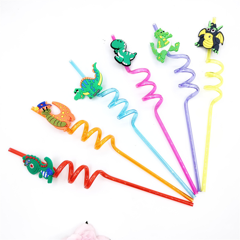 Cross-border PVC bar fiesta paja al por mayor forma creativa paja niños dibujos animados saludable juguete de paja de plástico