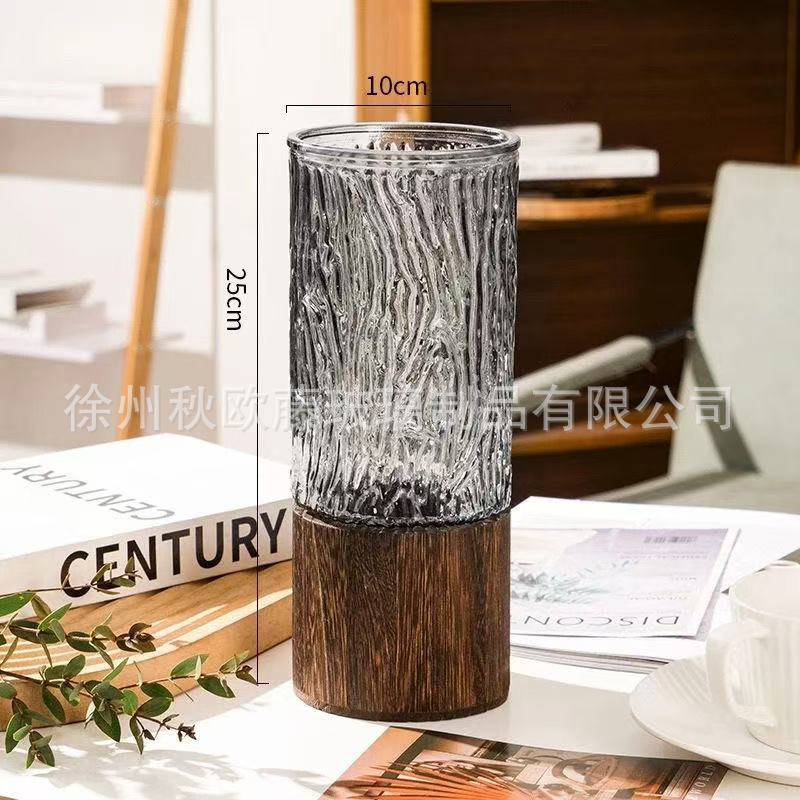 Jarrón de vidrio de barril cónico, estilo nórdico, simple, grande, jarrón transparente, arreglo floral, decoración de escritorio de alta gama, sala de estar