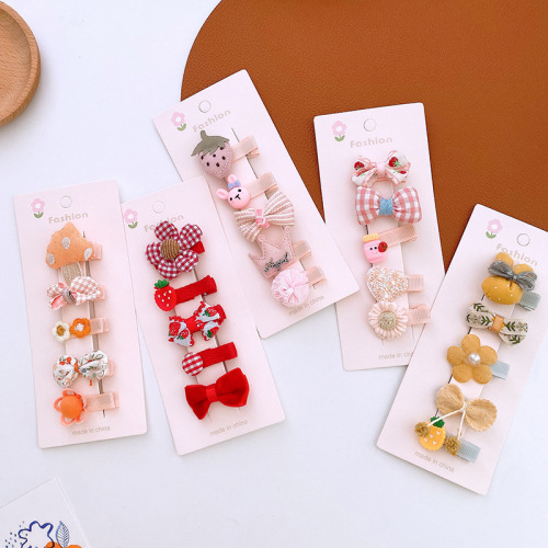 5 Cute Korean-style all-in-one hair clips for kids that won't damage hair, featuring butterfly bows and versatile colors, suitable for small girls' side clips