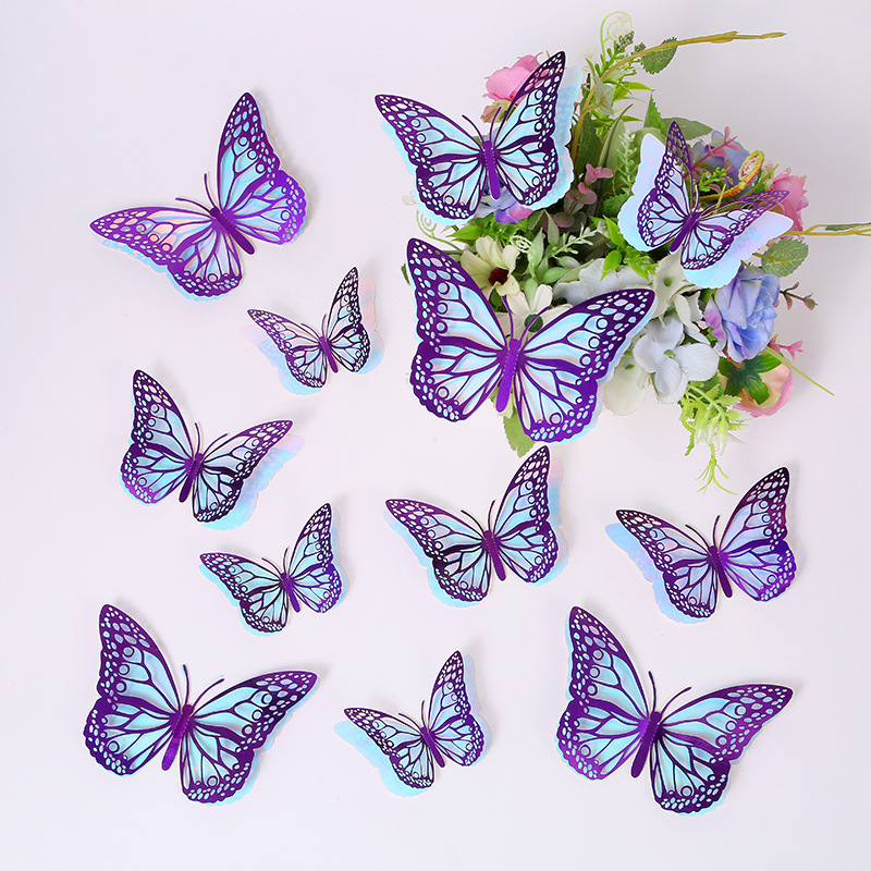 3d Decorative Hollow Butterfly Wall Stickers Double Layer Metal_voghion.com