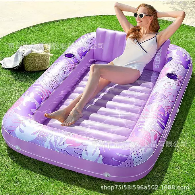 跨境充气浮床SPA泳池户外浮舟水池成人水床草坪靠背躺床充气式