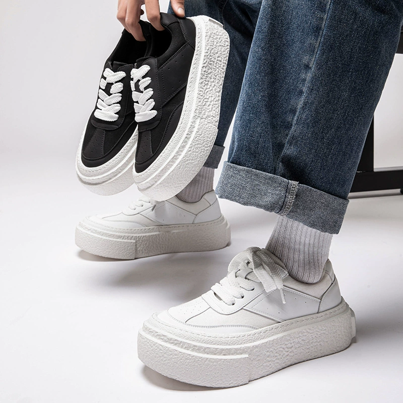 Мужские летние дышащие белые кроссовки в корейском стиле, модные универсальные на толстой подошве, увеличивающие рост, повседневная обувь 2008