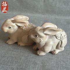 桃木兔子招财兔实木雕刻摆件福财兔文玩厂家批发一件代发