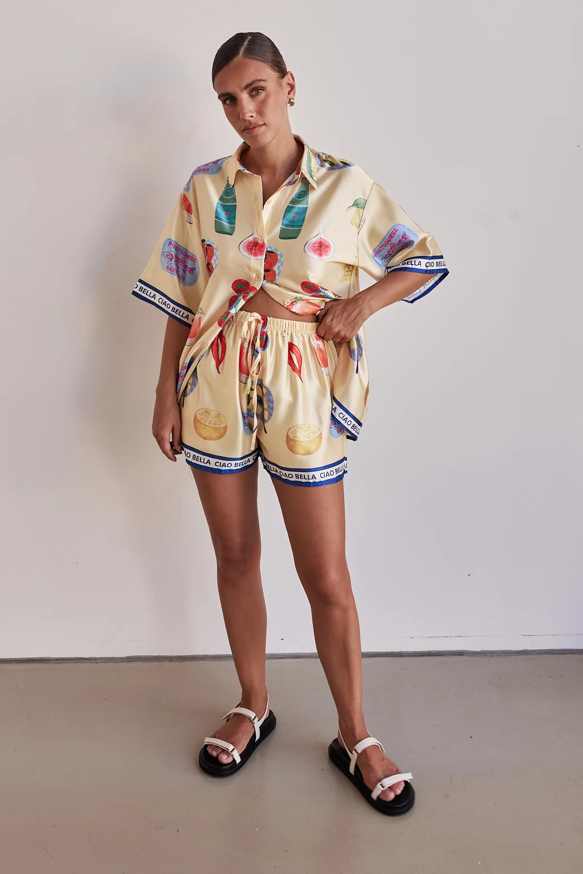 191g Weight Short Sleeve Sleeve Length Polyester Fabric Type Shorts Co-ord Set Sets Type 2 Pieces Set Quantity Daily Occasion Turndown Neckline Loose Fit Type Letter, Wine Glass, Fish Pattern 2025 Spring and Summer Season Women's Gender Casual Style Daily Women's Casual Letter Wine Glass Fish Polyester Shorts Co-ord Set Shorts Sets 7