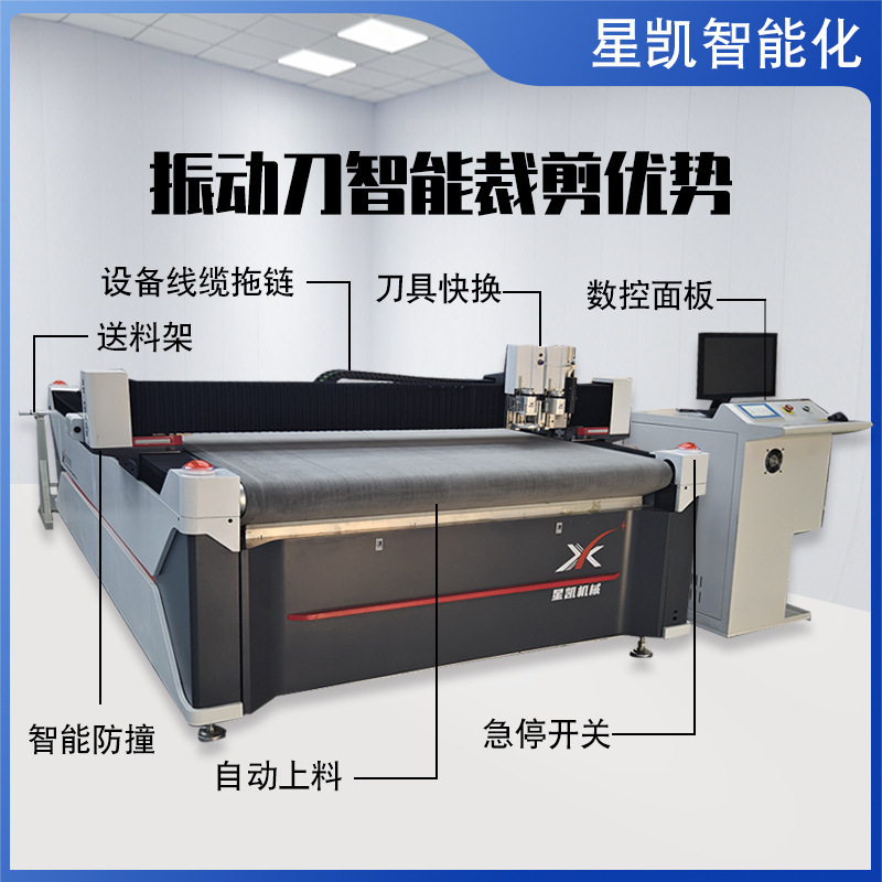 革切断機、プリント生地識別・裁断、PUレザー、衣料品生地、バッグ・靴材、振動刃切断機|undefined
