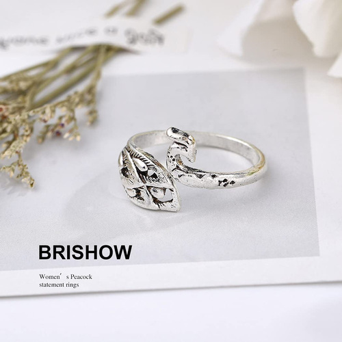 Vintage Peacock Open Ring Animal Ring Jewelry Manufacturer Wholesale for Women