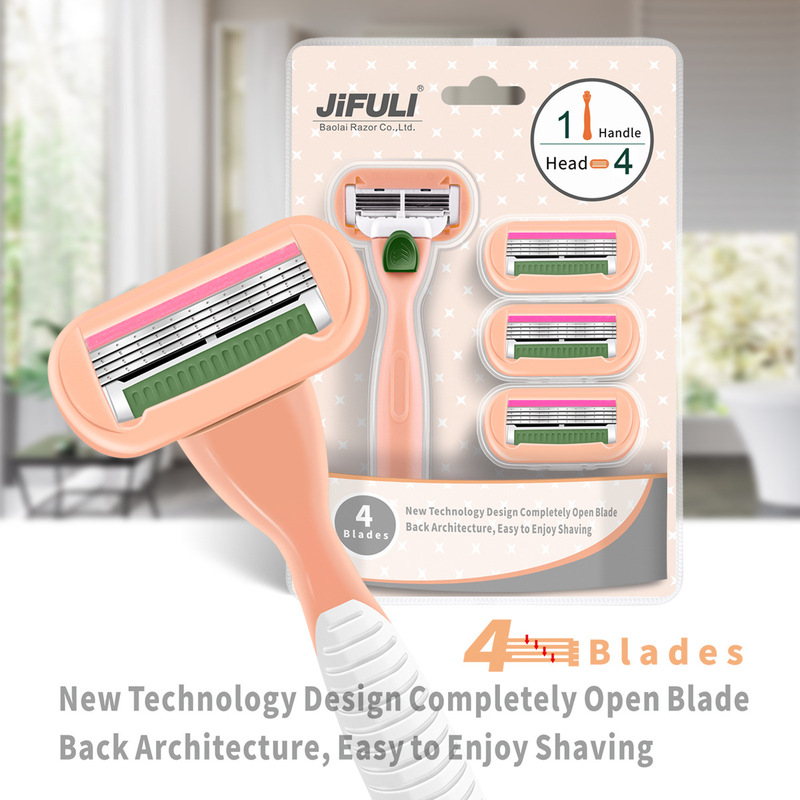 Jifuli/Women's Four-Layer Blade Razor Set Manual Razor Head Universal 3-Layer Razor Handle Jifuli/Women's Four-Layer Blade Razor Set Manual Razor Head Universal 3-Layer Razor Handle