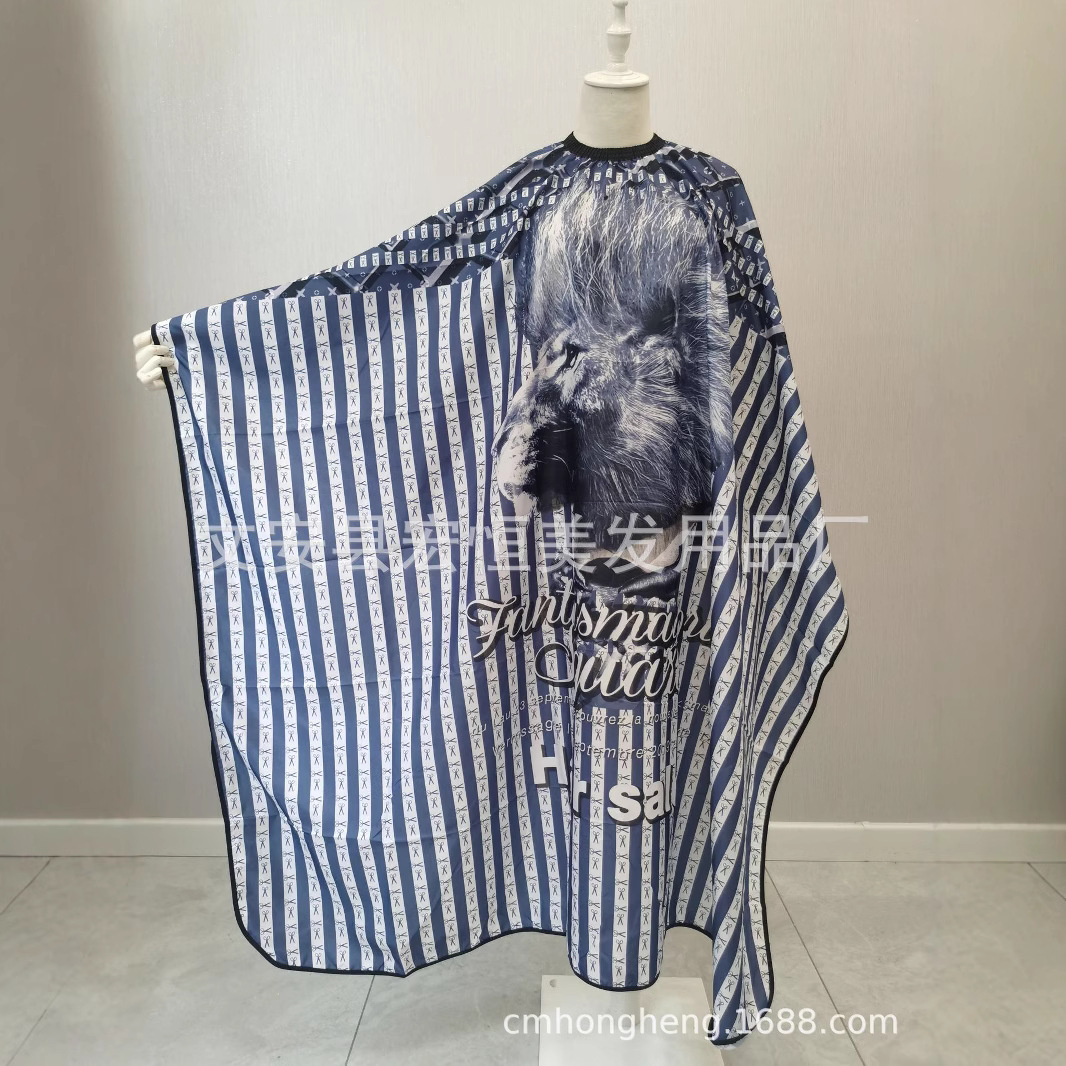 Primavera asiático textil peluquería vintage cabeza de aceite rayado peluquero corte de pelo tela cráneo impresión teñido en caliente tratamiento capilar delantal