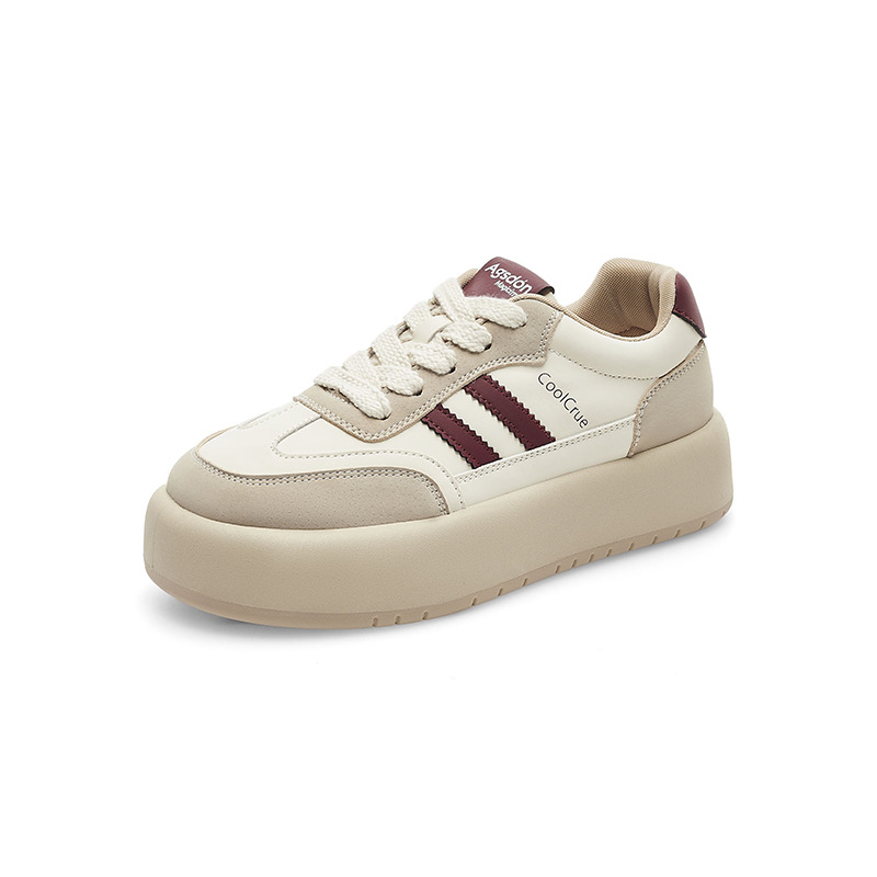 Zapatos de entrenamiento rojos de mujeres 2026 nuevos muffins de primavera zapatos blancos con suela gruesa zapatos deportivos casuales