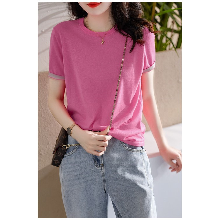 [Zy358202Mg] a Masterpiece of Craftsmanship from the Store, a Stunningly Beautiful Pearlescent Knit T-Shirt