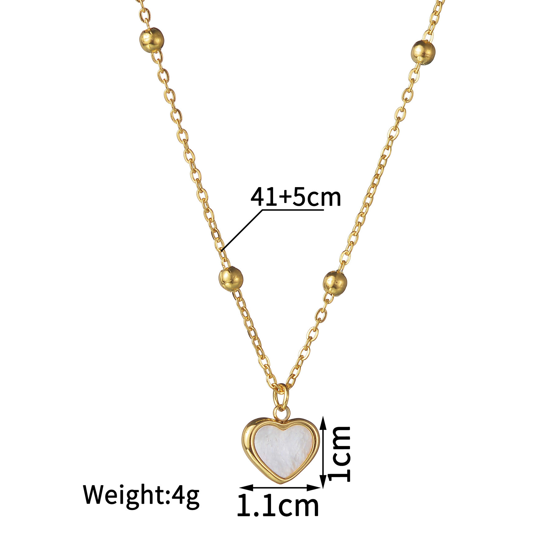 7g Weight Gold Plated Plating Material Titanium Steel Pendant Material Titanium Steel Gold Plated Simple Style Classic Style Plating Heart Shape Pendant Necklace