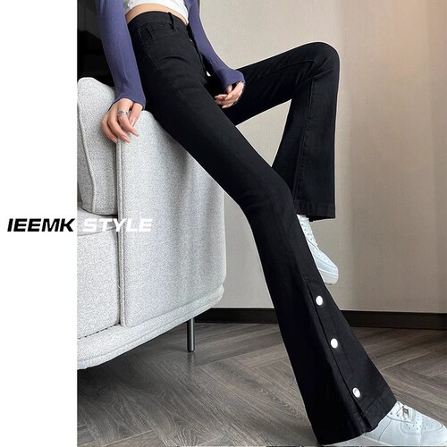 Women's Micro-Angle Bell Bottom Jeans  Spring and Autumn New Bell Bottom Pants High Waist Slim Straight Popular Horsehoe Pants