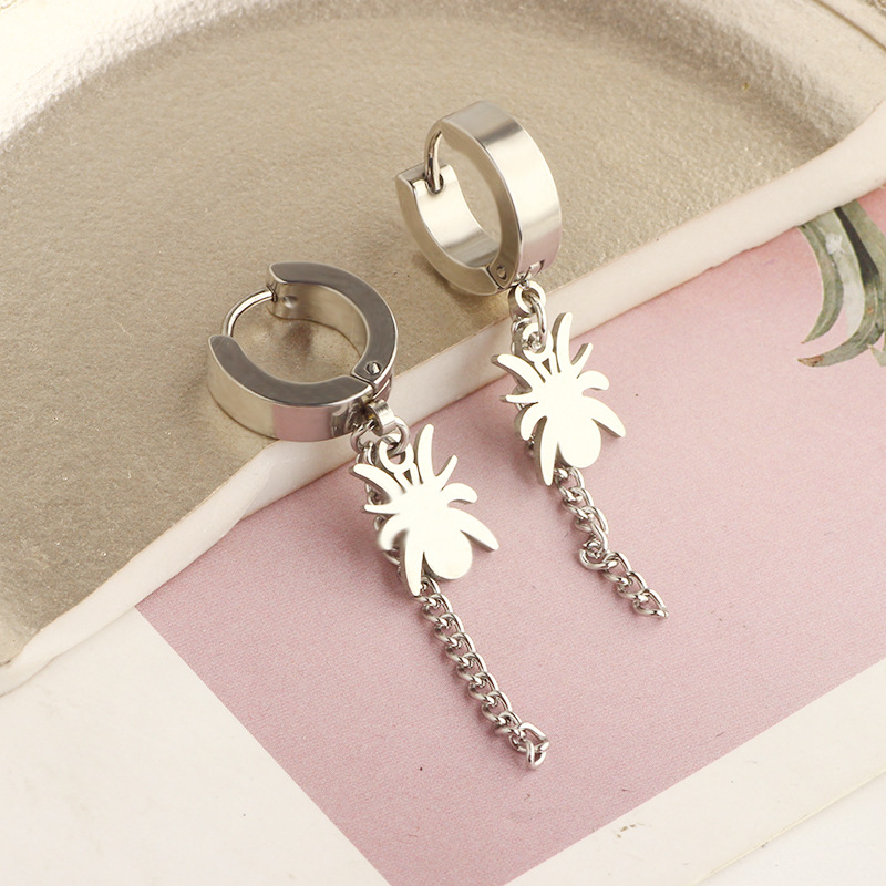 Distinctive Pointed Tapered Titanium Steel Earrings Men's Harajuku Retro Simple Circle Earrings Trendy Hip-Hop Ear Clip Women detail image 19