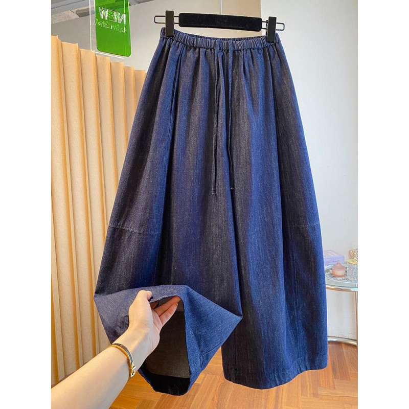 High-End Style Cropped Denim Wide-Leg Pants for Women 2026 New Loose Balloon Pants Versatile Bubble Pants Lantern Pants Spring