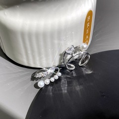 高級感珍珠不規則開口戒指女輕奢時尚個性潮甜酷冷淡風食指戒指環