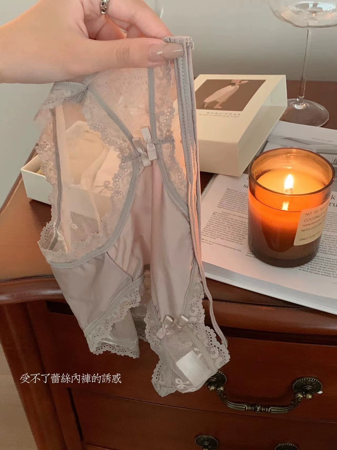 珍黛妮 Lace комфортные сексуальные хлопковые штаны с бантом, французский стиль