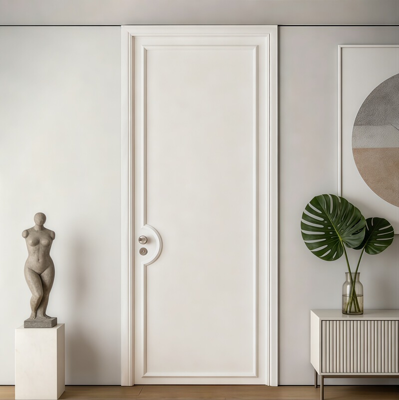 Cross-Border Minimalist Line Design Solid Wood Composite Lacquered Door Bedroom Door Interior Door Flat Wooden Door Room Door Factory Direct Sale Cross-Border Minimalist Line Design Solid Wood Composite Lacquered Door Bedroom Door Interior Door Flat Wooden Door Room Door Factory Direct Sale