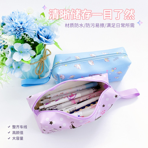 Cross-border foreign trade thick PU cute handbag pen bag large capacity multi-functional primary and secondary school student stationery bag storage box