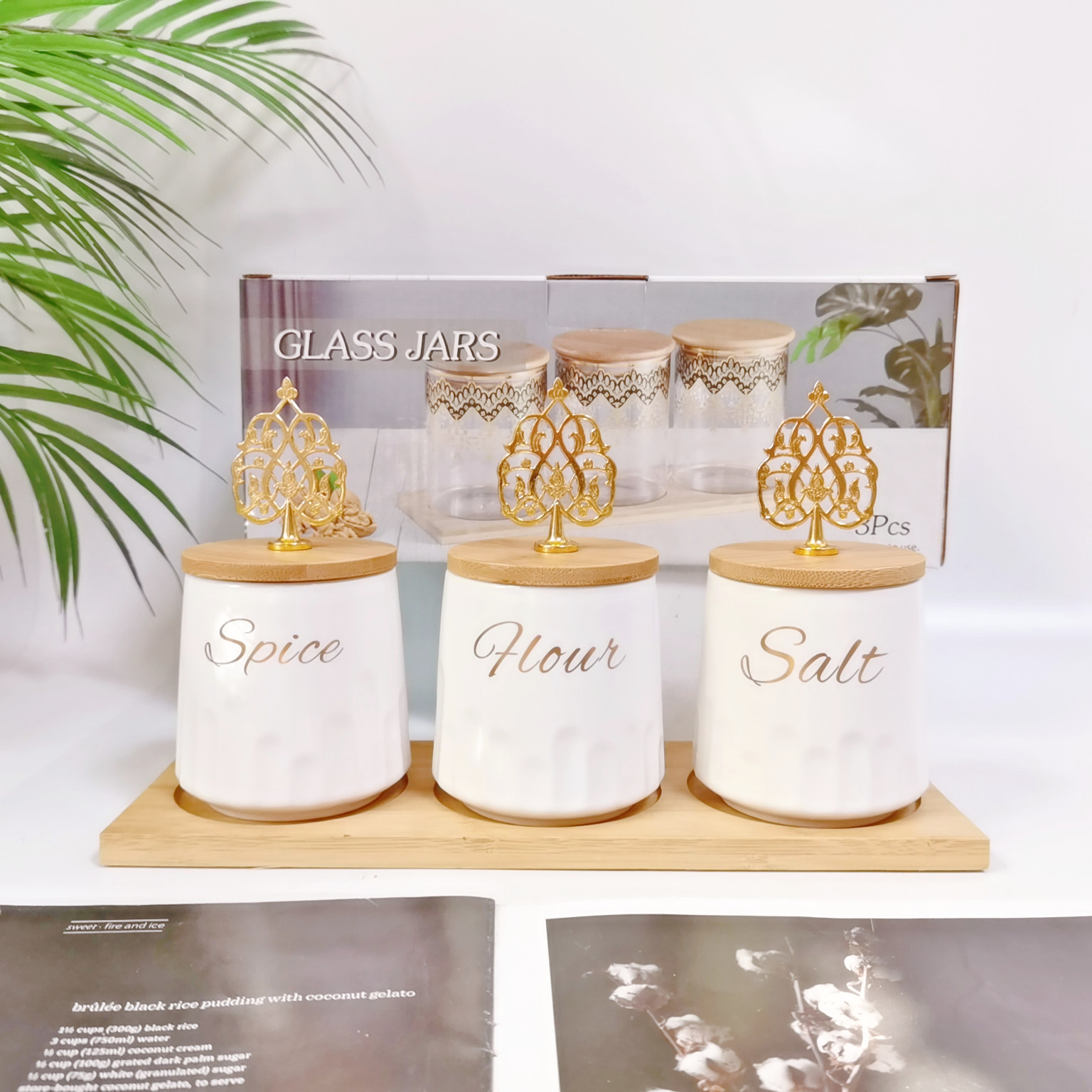 Exportación transfronteriza cerámica sellado tarro traje cocina condimento tarro multi-grano almacenamiento tarro café tarro de té tarro de azúcar