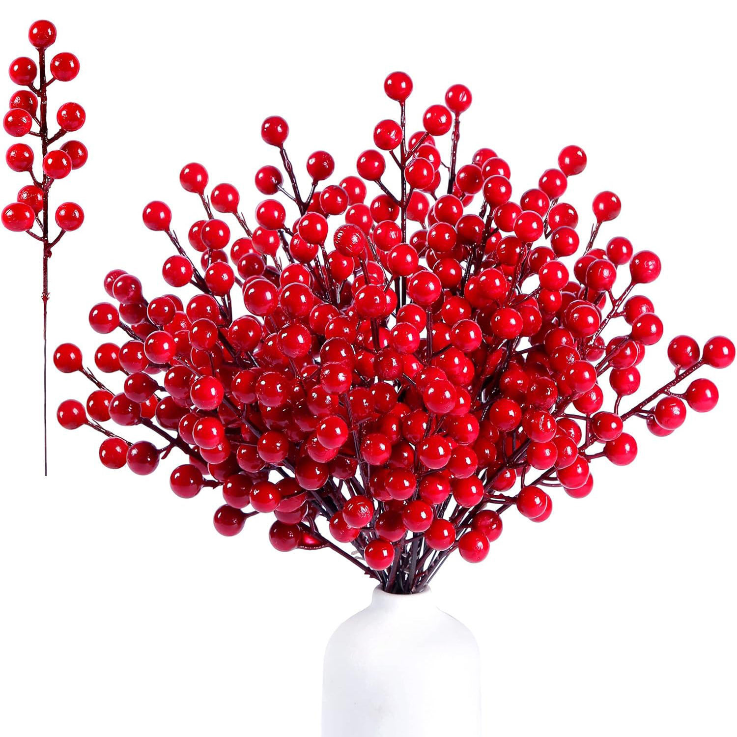Fortune Fruit Red Fruit Artificial Holly Fruit New Year's Eve Flower Home Decoration Ornaments Artificial Red Berries Christmas Holiday Wholesale