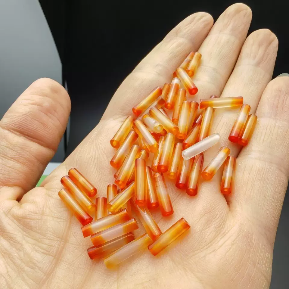 玛瑙珠子天然红老型珠手工管13长DIY手工饰品配件diy饰品配件散珠