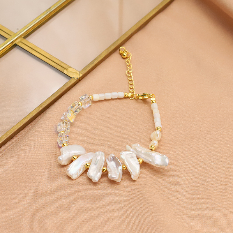 Perlas naturales de agua dulce barroco pulsera nicho perlas de pipa trenzada temperamento de alta sensación pulsera mayorista transfronteriza mujer