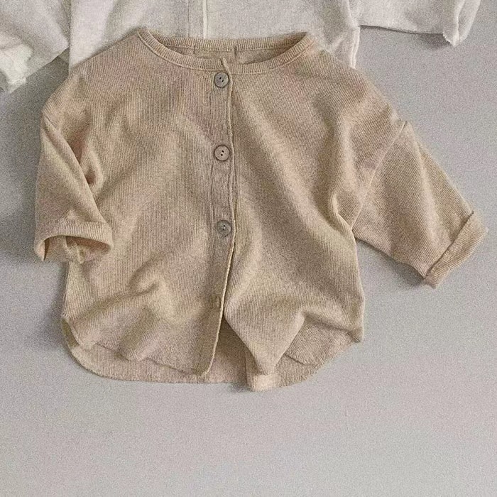 한국식  및 아동복, 심플하고 활용도가 높은 캐주얼 가디건, 여름용 얇은 긴팔 재킷, 에어컨 의류