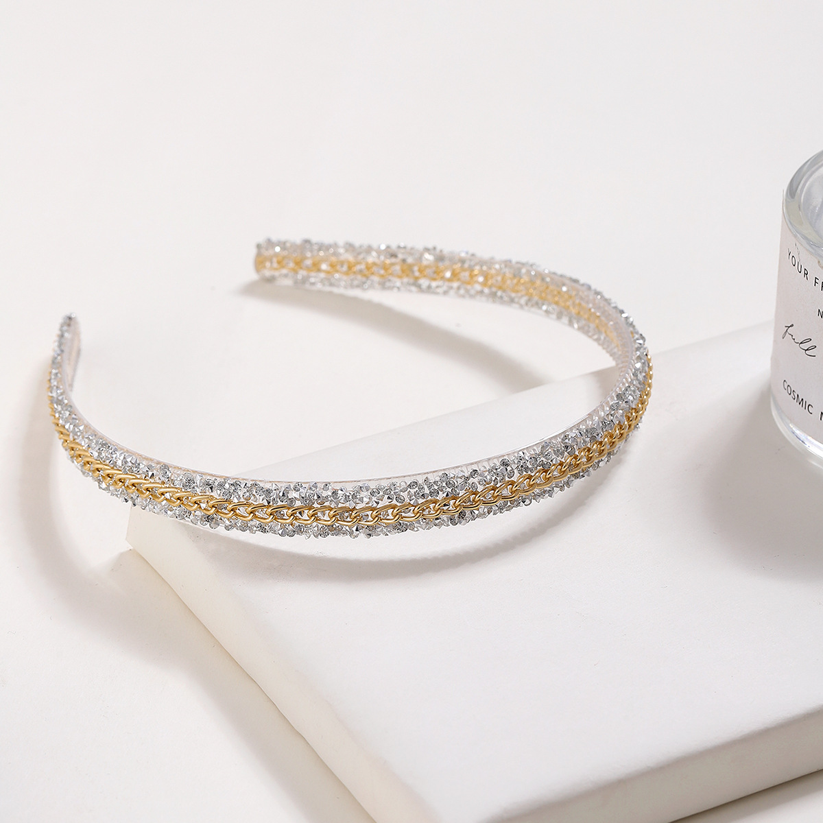 Nuevo comercio exterior diadema joyería transfronteriza cadena llena de diamantes diadema de moda fiesta decoración accesorios para el cabello alto sentido