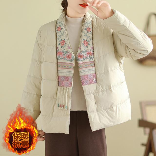 品牌原单专柜撤柜新中式复古绣花棉服外套女冬季轻薄保暖休闲棉袄
