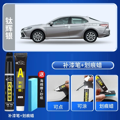 Ink Crystal Black, Opal Silver for 6th | Avtomobil boya qələmləri - titanium-silverpaint-repair-pen-scratch-wax-includes-sandpaper-and-sponge