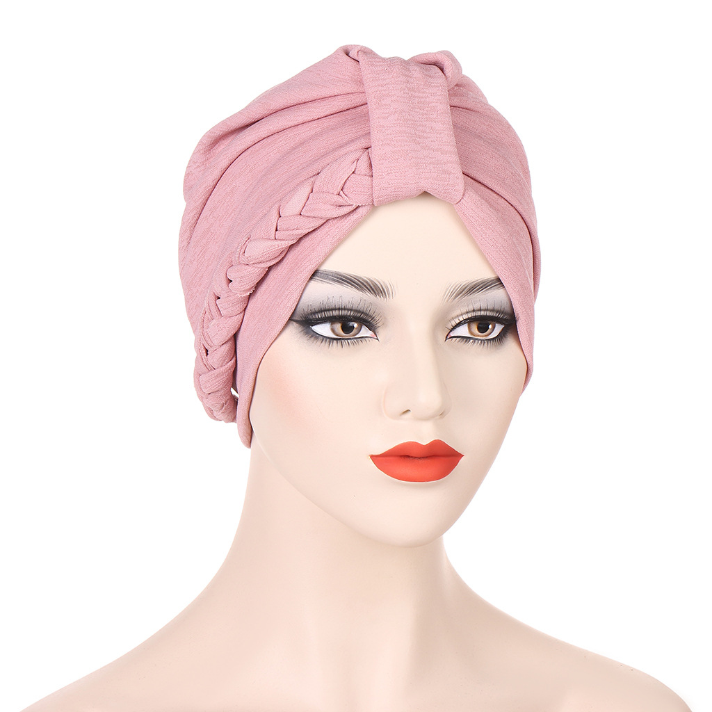 Neuer mehrfarbiger, zweiteiliger geflochtener Hut, Turban-Hut, modischer Turban-Hut, Pullover-Hut auf Lager_voghion.com