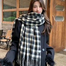 清仓新款仿羊绒格子围巾女秋冬氛围感保暖围脖英伦风送闺蜜礼物
