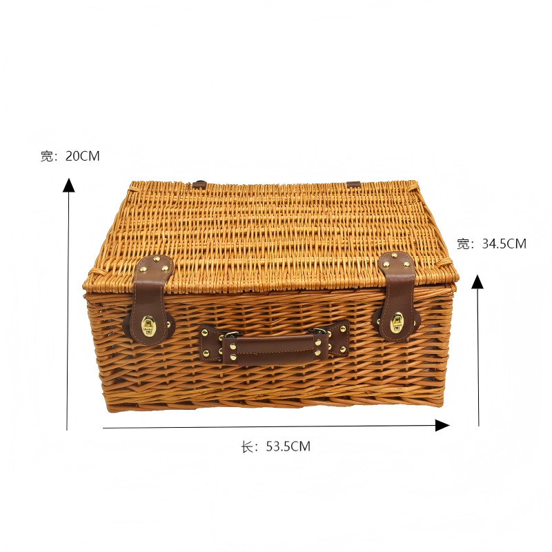 Cestas de regalo de negocios de sauce hechas a mano al aire libre cestas de picnic cubiertos de sauce cestas de almacenamiento de vino tinto con paquetes de hielo