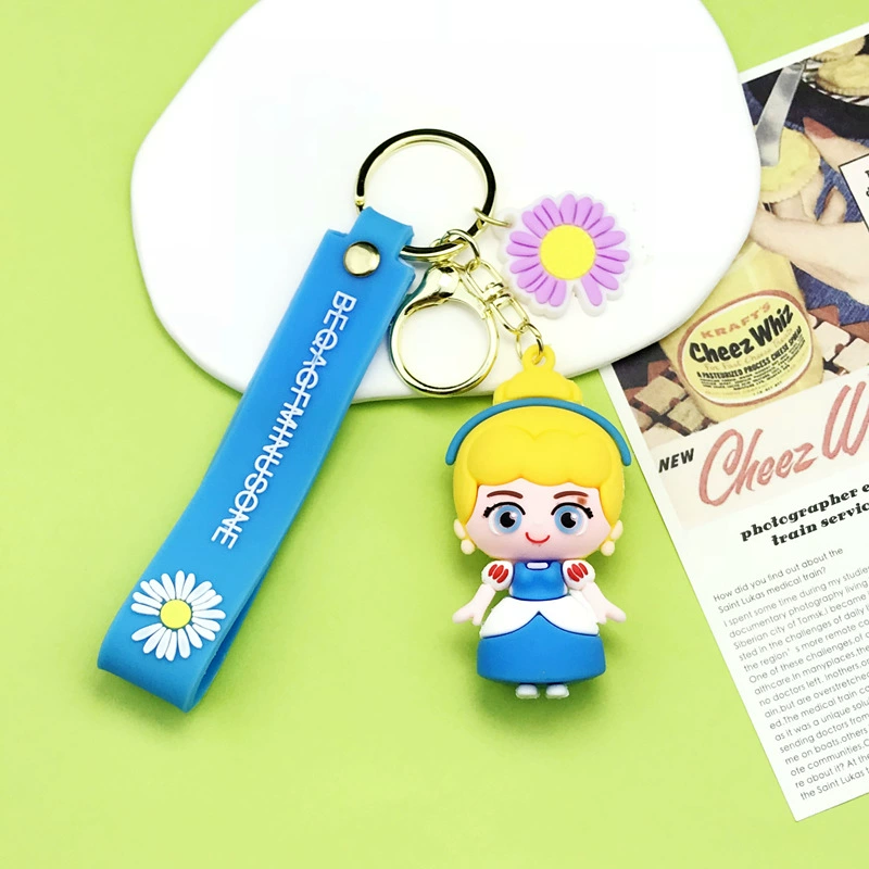 Мультяшный милый брелок PVC из мягкой резины для принцессы, кукла, подвеска с аксессуарами, подарок на день рождения