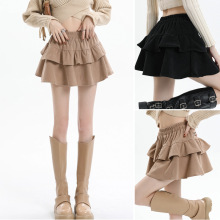 2025秋冬新款荷叶边蓬蓬裙甜美公主蛋糕裙松紧高腰显瘦半身裙