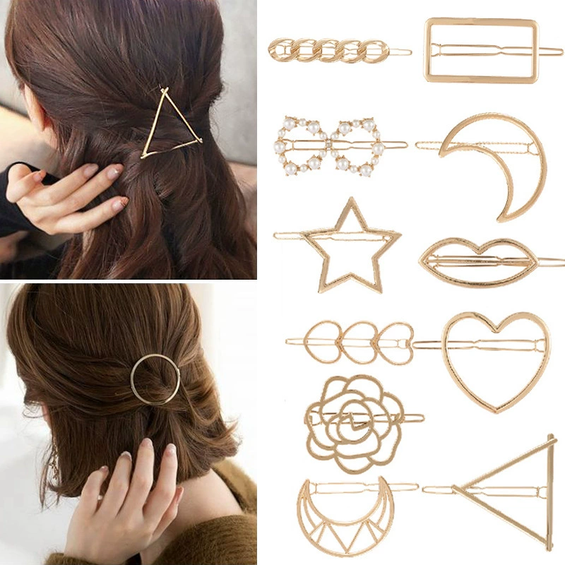 Ретро геометрический зажим для волос с жемчужиной, аксессуар для волос