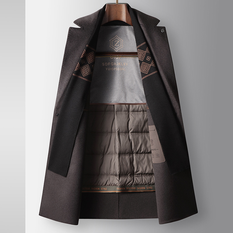 Men's Clothing autumn and winter scarf collar detachable Silk cotton lining youth business double sided woolen casual jacket_voghion.com